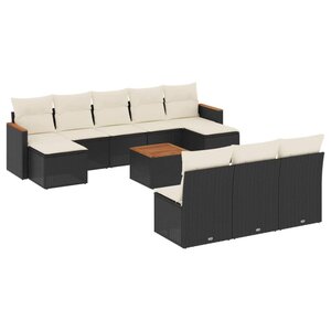 vidaXL Salon de jardin 11 Pièces avec coussins noir résine tressée