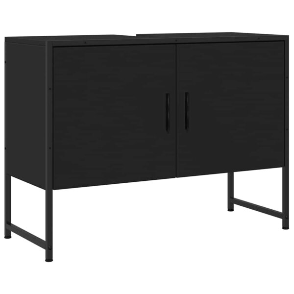 vidaXL Armoire lavabo de salle de bain noir 80x33x60cm bois ingénierie