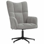 vidaXL Chaise de relaxation avec tabouret Gris clair Velours