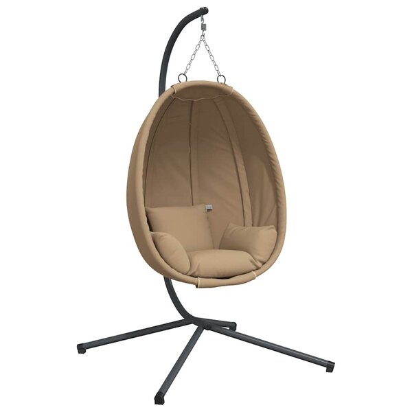 vidaXL Chaise suspendue en forme d'œuf et support taupe tissu et acier
