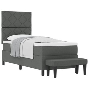 vidaXL Lit à ressorts avec tête de lit Gris foncé 80 x 200 cm tissu