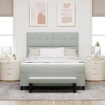 vidaXL Lit à Sommier à Ressorts avec Matelas & Banc Gris Clair 140x200 cm Velours