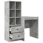 vidaXL Bureau avec rangement gris béton en bois d'ingénierie