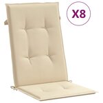 vidaXL Chaises de jardin inclinables et coussins lot de 8 teck solide