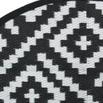 vidaXL Tapis d'extérieur blanc et noir Ø120 cm PP