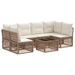 vidaXL Ensemble de canapé de jardin 7 Pièces Beige polyrotin