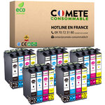 CARTOUCHE d'Encre 16XL - pack de 20 - Compatibles avec EPSON 16 XL Stylo Plume T1631 - pour Cartouche Epson WF 2510 Epson Workforce WF 2630 (5 Noirs 5 Cyan 5 Magenta 5 Jaunes)-COMETE  Marque française