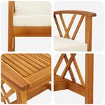 Ensemble de salon de jardin 3 pièces avec coussins en bois d'acacia massif