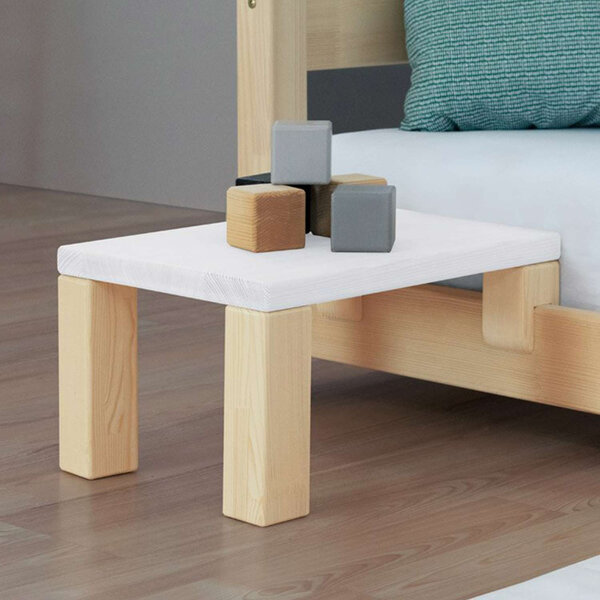 Table de chevet à fixer sur le lit - Blanc et bois naturel - 23 x 32 x 41 cm