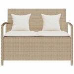 VidaXL Banc de rangement de jardin avec coussin beige résine tressée