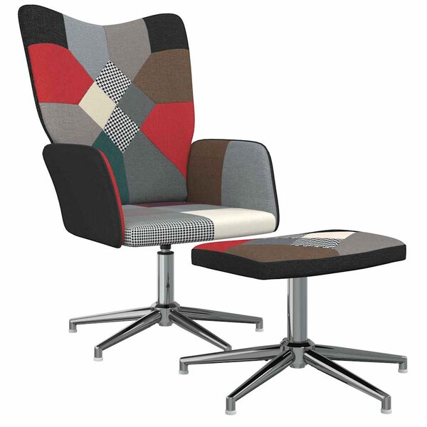 vidaXL Chaise de relaxation avec tabouret Patchwork Tissu