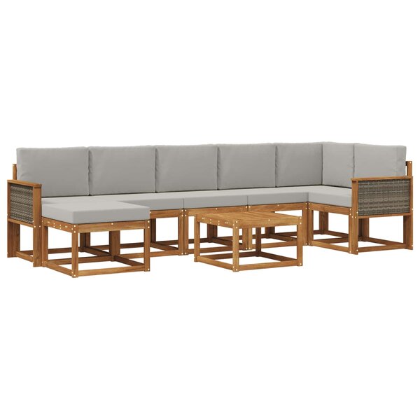 vidaXL Ensemble de canapés d'extérieur 8 Pièces Naturel et gris clair