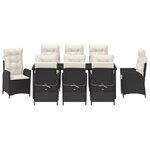 vidaXL Ensemble de dining de jardin de 9 pièces avec coussins en poly rotin noir
