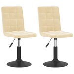 vidaXL Chaises pivotantes à manger lot de 2 crème velours