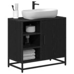 vidaXL Cabinet de salle de bain avec porte Chêne noir 65 x 33 x 60 cm