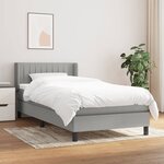 vidaXL Sommier à lattes de lit avec matelas Gris clair 90x200 cm Tissu
