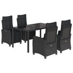 vidaXL Ensemble à manger de jardin coussins 5Pièces Noir Résine tressée