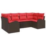 vidaXL Ensemble de canapé de jardin 6 Pièces Marron Poly Rattan