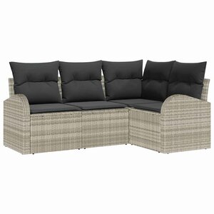 vidaXL Ensemble de canapé de jardin 4 Pièces Gris clair Poly rotin