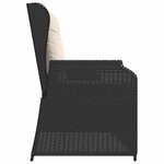 vidaXL Banc de jardin avec coussin Noir Poly rotin