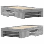 vidaXL Cadre de lit sonoma gris 75x190 cm bois d'ingénierie