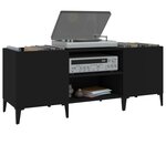 vidaXL Armoire à disques noir 121x38x48 cm bois d'ingénierie