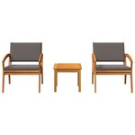 vidaXL Ensemble Bistro 3 Pièces avec Coussins  en Bois d'Acacia Massif