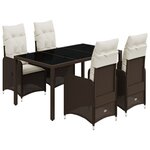 vidaXL Ensemble de bistro de jardin 5 Pièces coussins marron poly rotin