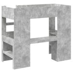 vidaXL Cadre de lit superposé avec bureau Gris béton 90 x 200 cm