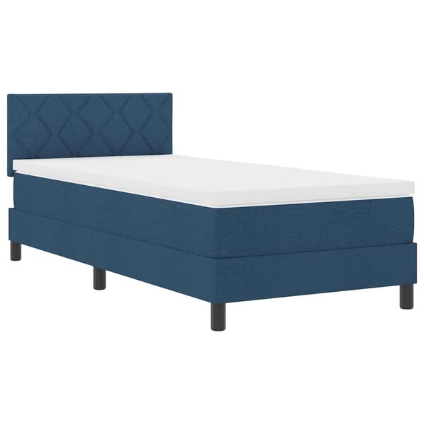 vidaXL Lit à ressorts avec matelas avec LED Bleu 90 x 190 cm tissu