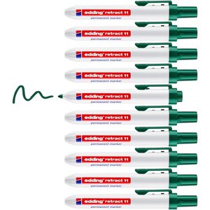 Marqueur Permanent Retract 11 Vert Pointe Moyenne 1 5-3 mm x 10 EDDING