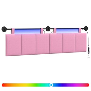 vidaXL Tête de lit suspendue Avec lumière LED Rose Tissu