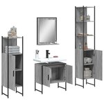 vidaXL Ensemble d'armoires de salle de bain 4 Pièces sonoma gris