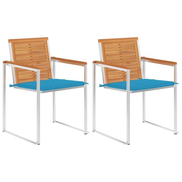 vidaXL Chaises de jardin avec coussins lot de 2 Acacia solide et acier