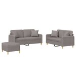 vidaXL Ensemble de canapés 3 Pièces avec coussins taupe tissu