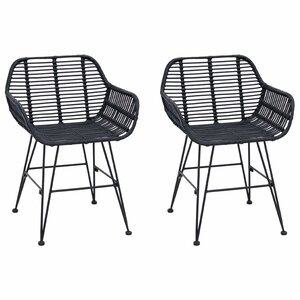 vidaXL Chaise de salle à manger 2 Pièces Noir 55 x 50 x 74 cm