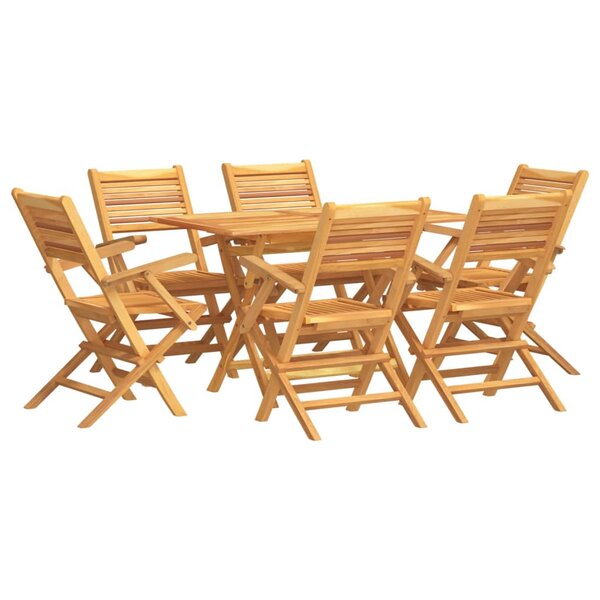 vidaXL Ensemble à manger de jardin 7 Pièces Bois de teck solide