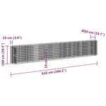 vidaXL Lit surélevé à gabion Fer galvanisé 610x50x100 cm