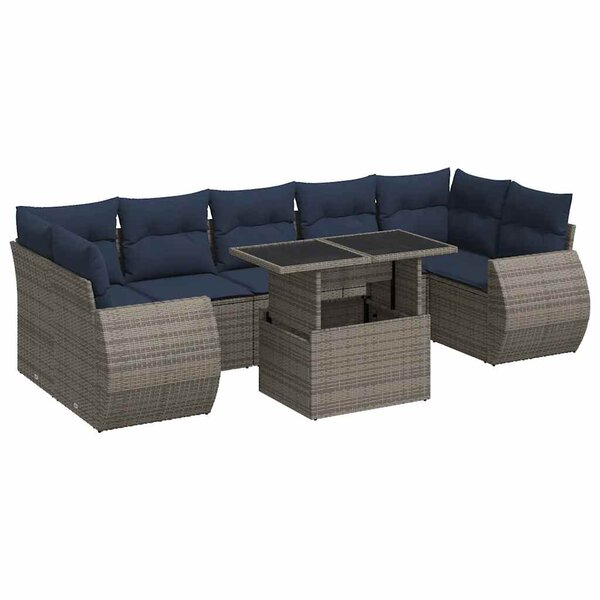 vidaXL Salon de jardin avec coussins 8 Pièces gris résine tressée acacia