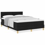 vidaXL Lit à ressorts noir 160x200 cm en tissu avec matelas
