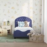 vidaXL Cadre de lit pour tout-petit avec tête de lit Bleu police