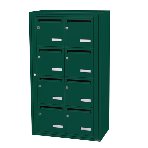 Bloc collectif Leabox 2x4  grade 3  simple face  intérieur  fixation murale  vert mousse ral 6005 finition brillante