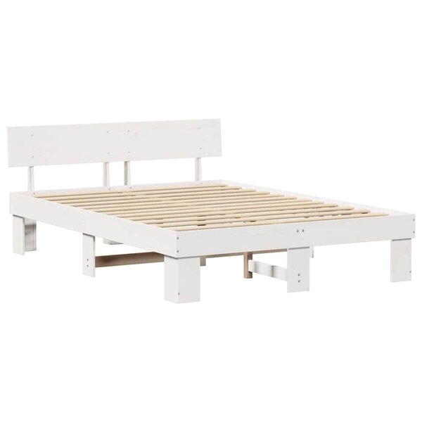 vidaXL Cadre de lit Blanc 150 x 200 cm Bois massif en pin