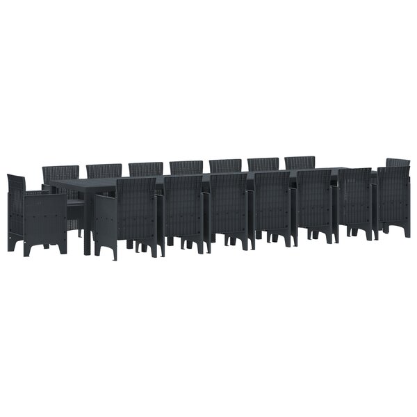 Ensemble de dîner de jardin 17 pièces vidaXL avec coussins anthracite en poly rotin