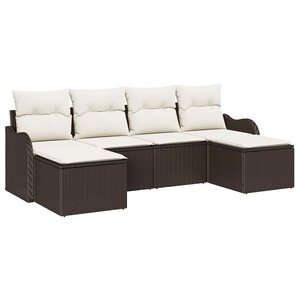 vidaXL Ensemble de canapé de jardin 6 Pièces Marron Poly rotin