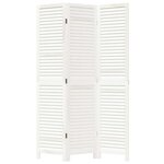 vidaXL Cloison de séparation 3 panneaux blanc bois de paulownia massif