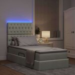 vidaXL Lit de rangement LED avec matelas Gris clair 90 x 190 cm