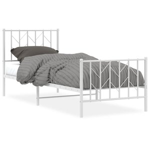 vidaXL Cadre de lit métal avec tête de lit/pied de lit blanc 80x200 cm