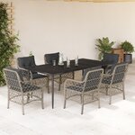 vidaXL Ensemble à manger de jardin et coussins 7 Pièces gris clair rotin