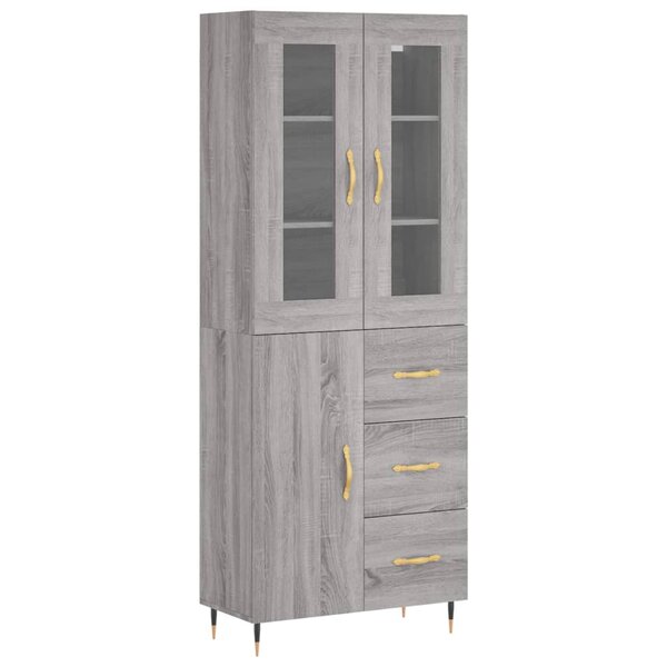 vidaXL Buffet haut Sonoma gris 69 5x34x180 cm Bois d'ingénierie